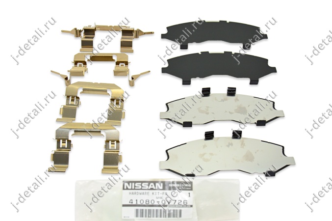 NISSAN  противоскрипные пластины тормозных колодок передние (полный комплект со скобками)